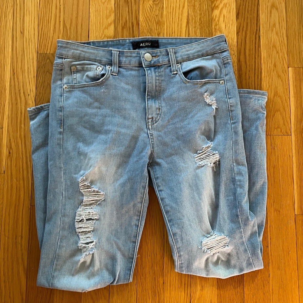 Aero High Rise Distressed Blue Jeans Jeggings.  Women’s size 10.